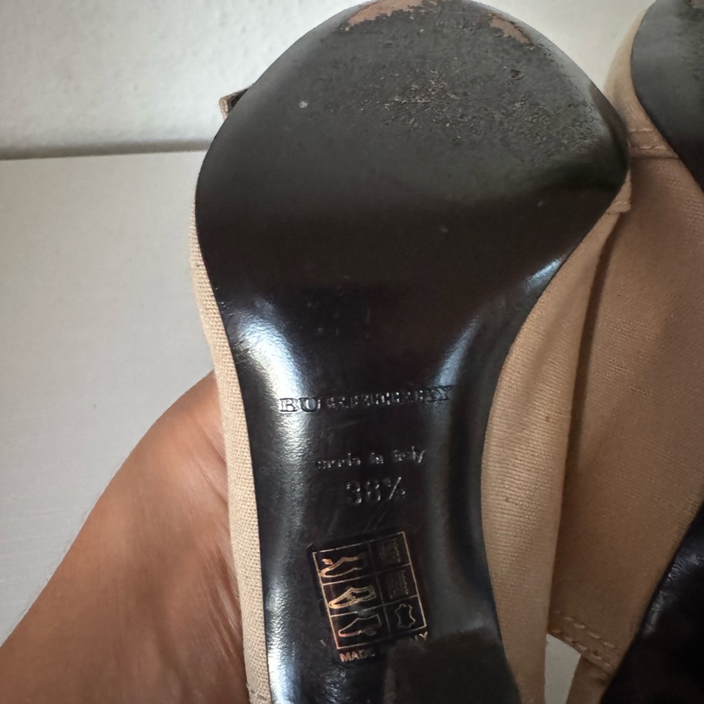 Burberry Beige Peep Toe Slingback Heels - Picture 6 of 7